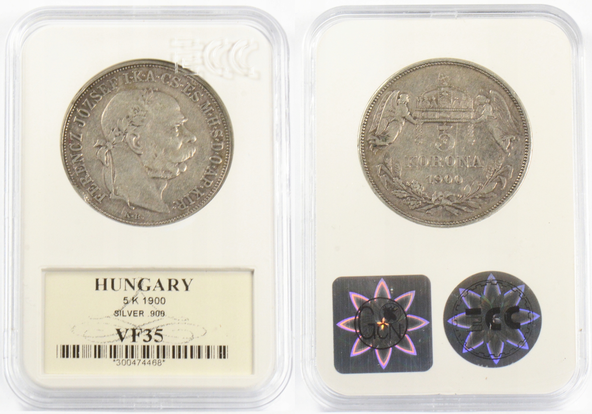 WĘGRY 5 KORON 1900 SREBRO.900 VF35 6.05