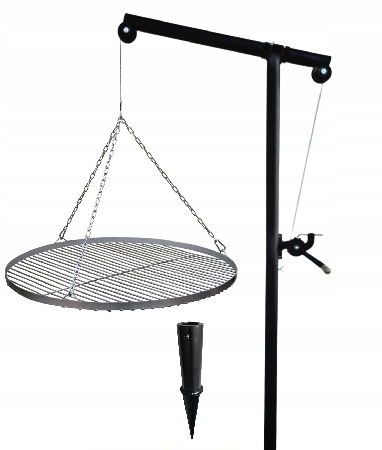 Grill żuraw ogrodowy ogniskowy ramię z mocowaniem ruszt 60 nierdzewny