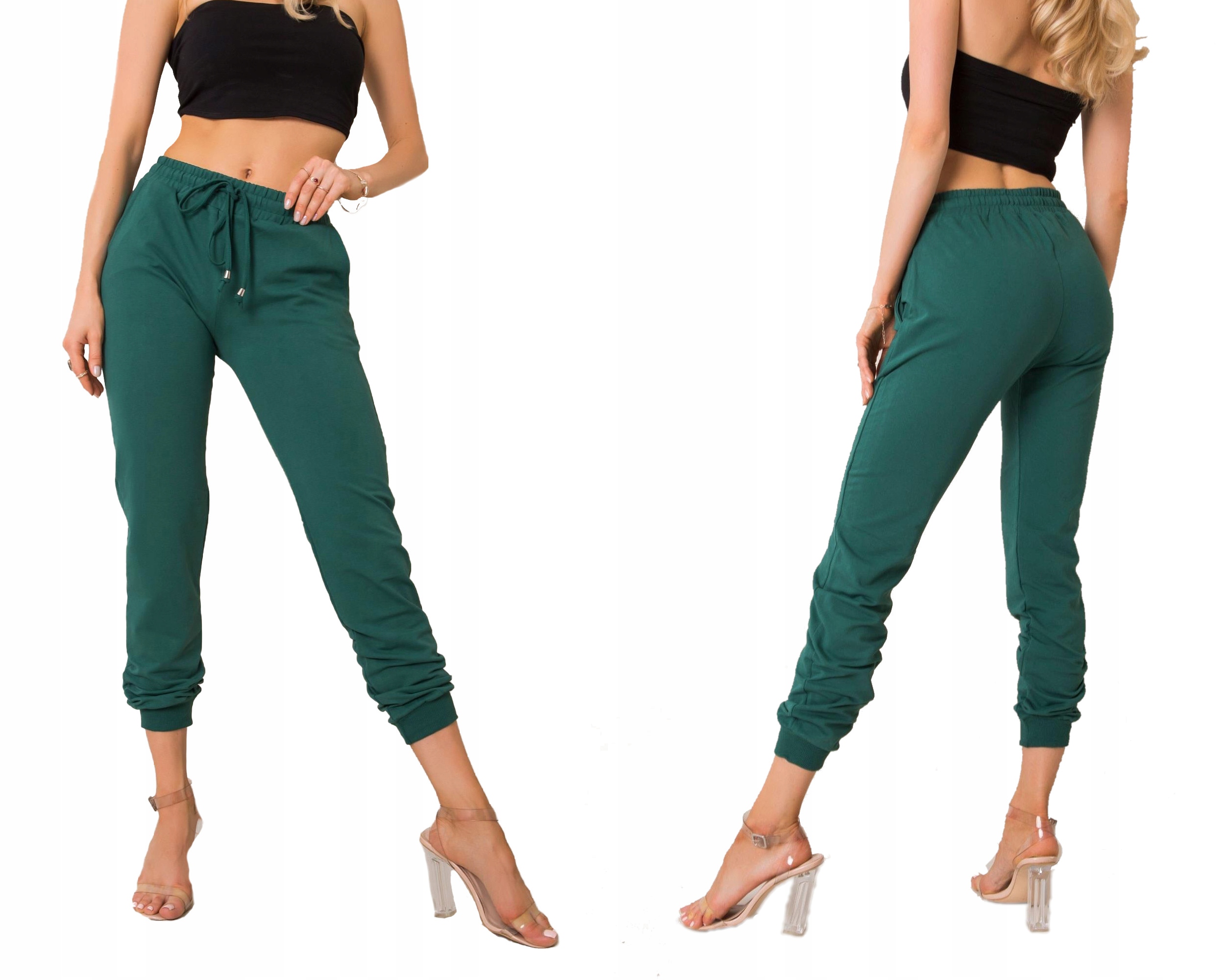 Bawełniane SPODNIE DRESOWE damskie DRESY - L