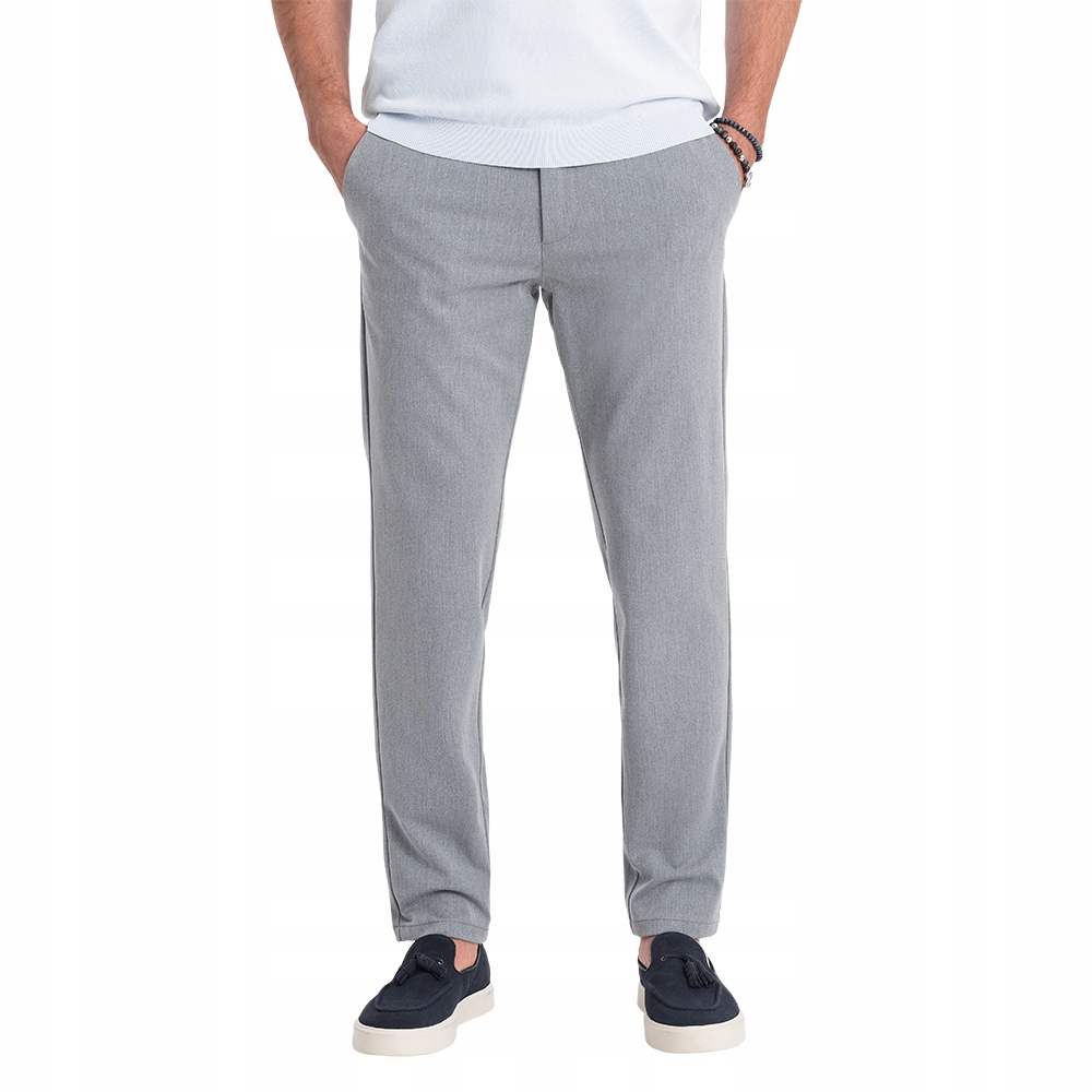 Elegantní pánské chino kalhoty klasického střih světle šedé V1 OM-PACP-0191 XXL