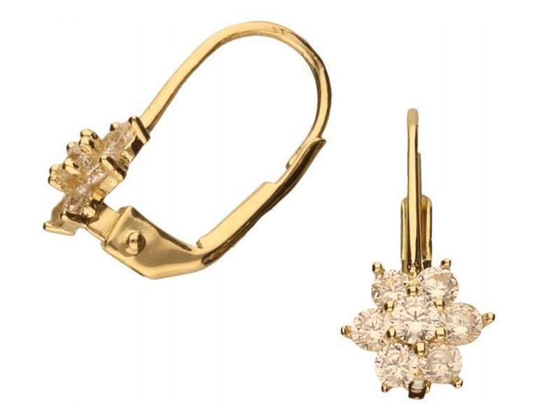 

Złote kolczyki 333 kwiatuszki z białymi cyrkoniami