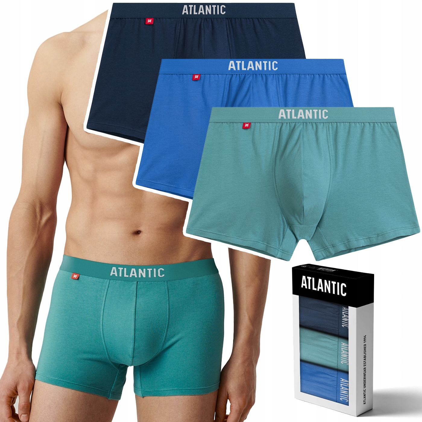 Pánské boxerky 3 Páry Bavlněné sportovní šortky Atlantic 3MH-011 XL