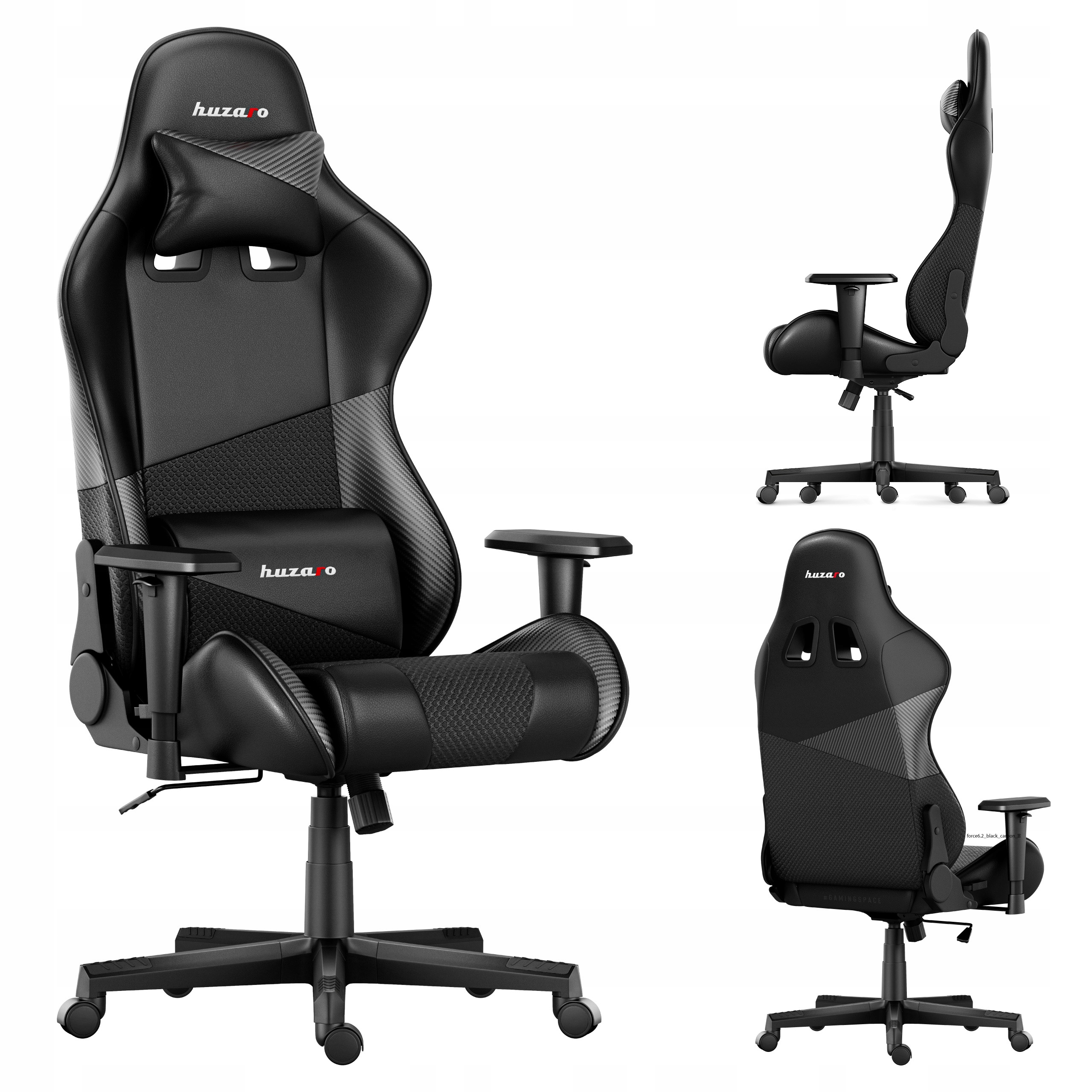 Fotel gamingowy obrotowy Huzaro czarny do biurka kubełkowy ergonomiczny