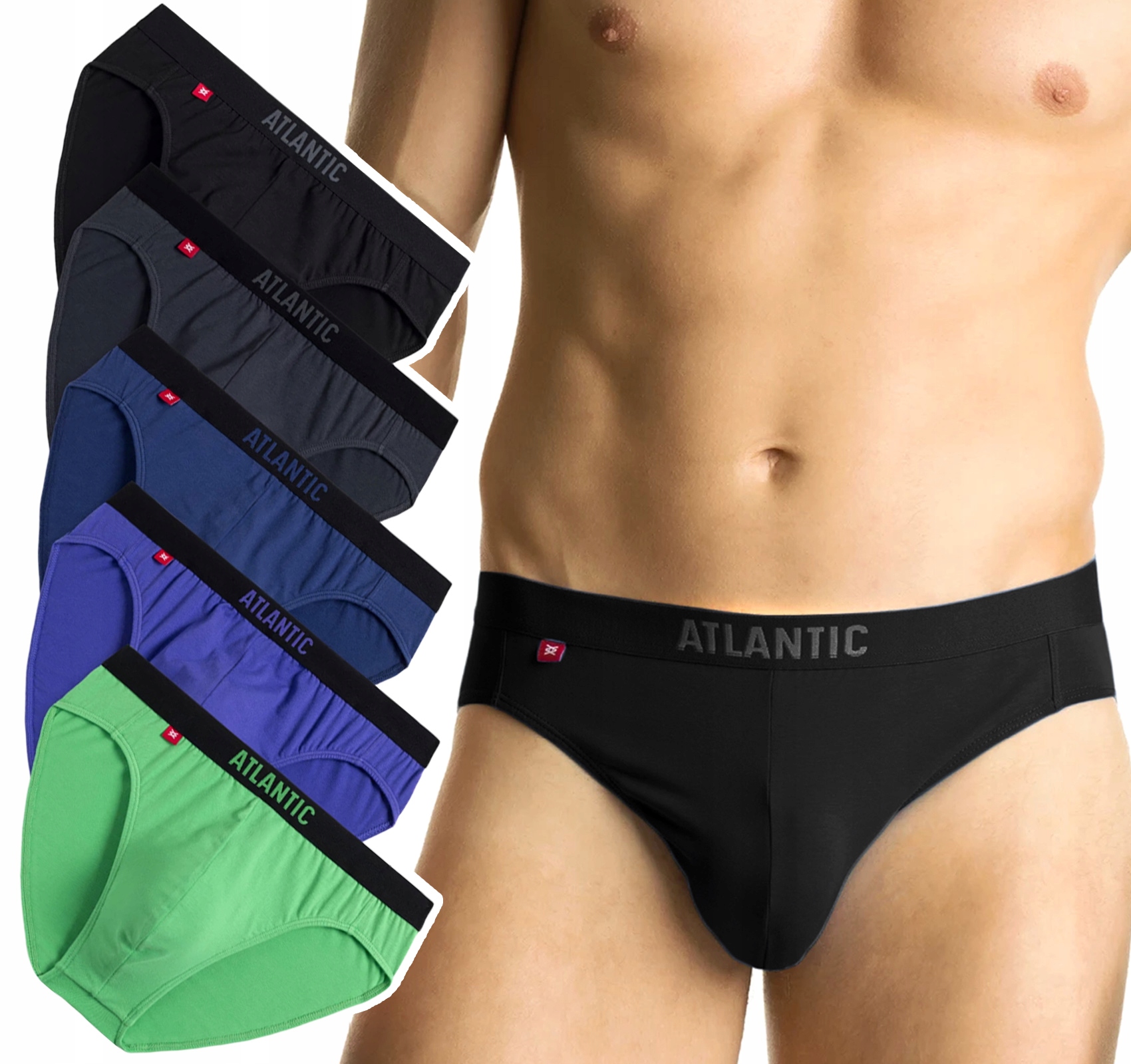 Pánské Slipy Atlantic 5SMP-004 Sportovní Slipy z bavlny 5-PAK M