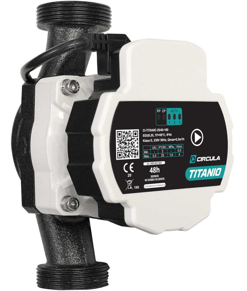Elektronická pumpa Circula Titanio 230V 180 mm 25/40