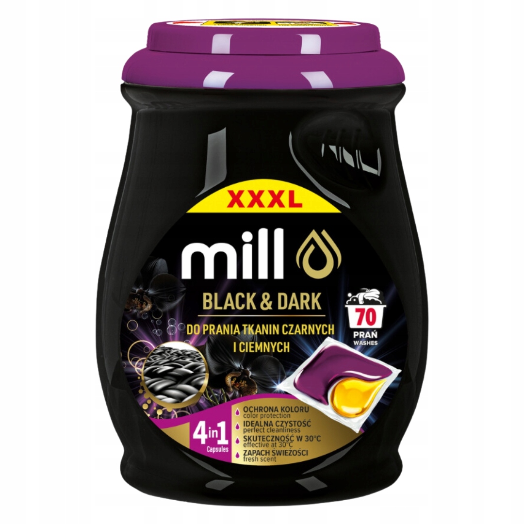 Levně Mill Black & Dark, Kapsle na praní černých a tmavých tkanin, 7 praní