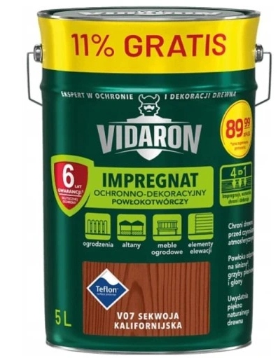 Vidaron Impregnat Dekoracyjny Do Drewna Sekwoja Kalifornijska V07 5L