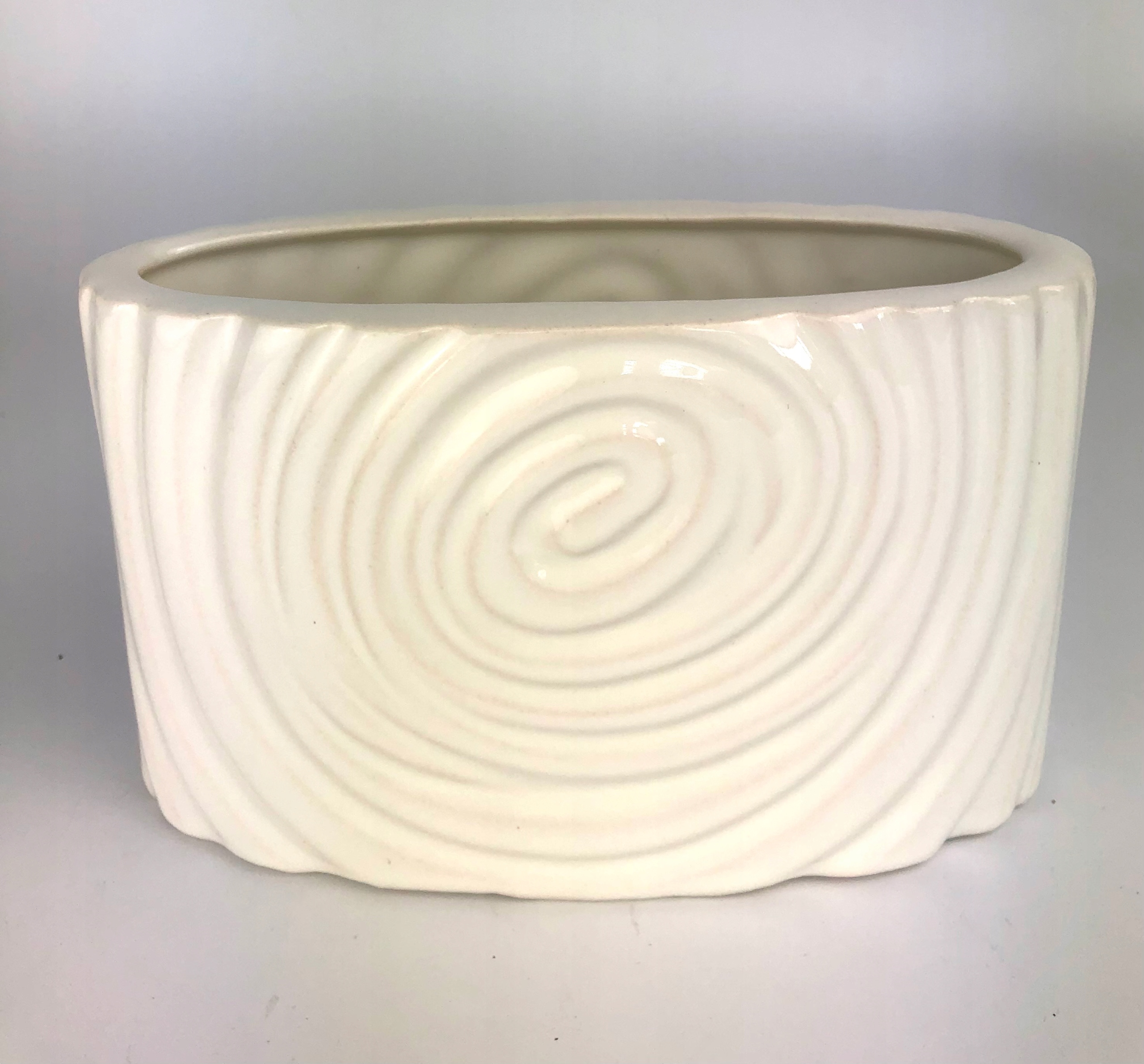 Osłonka ceramiczna biała wazon paski fale doniczka Marka inna