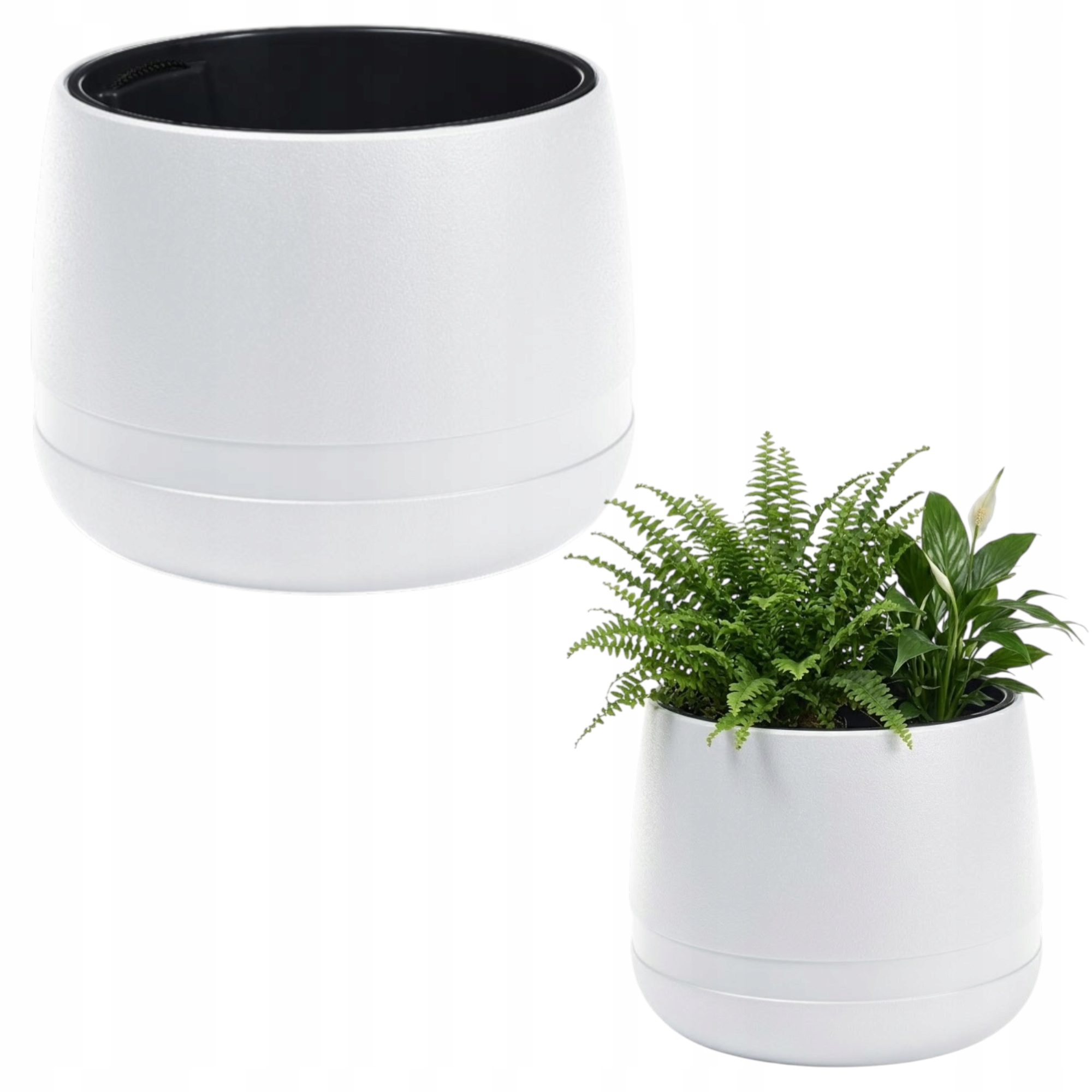 Doniczka 37x47 CM Donica Z Wkładem Ogrodowa Duża Biała Okrągła Plastikowa