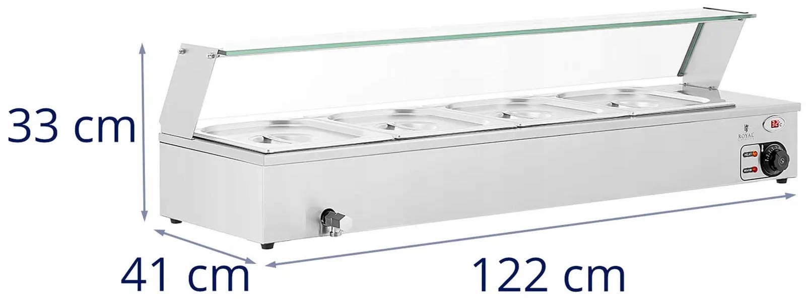 Bemar 2000W 4 x GN 1/2 kranik spustowy ROYAL CATERING RCBM_GN1/2_3 10012622