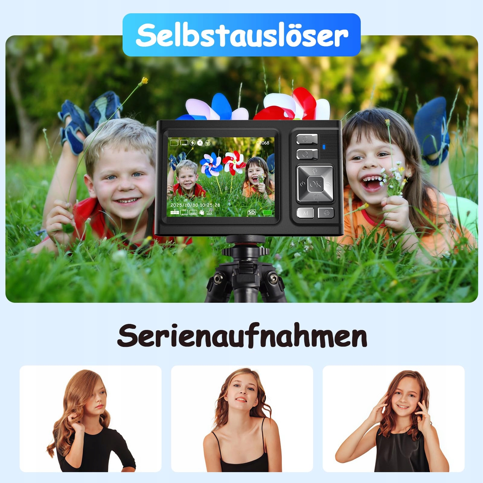 JDZ Kamera Cyfrowa 4K 16X Zoom 32GB Dla Dzieci i Nastolatków Czarna — miniatura 3