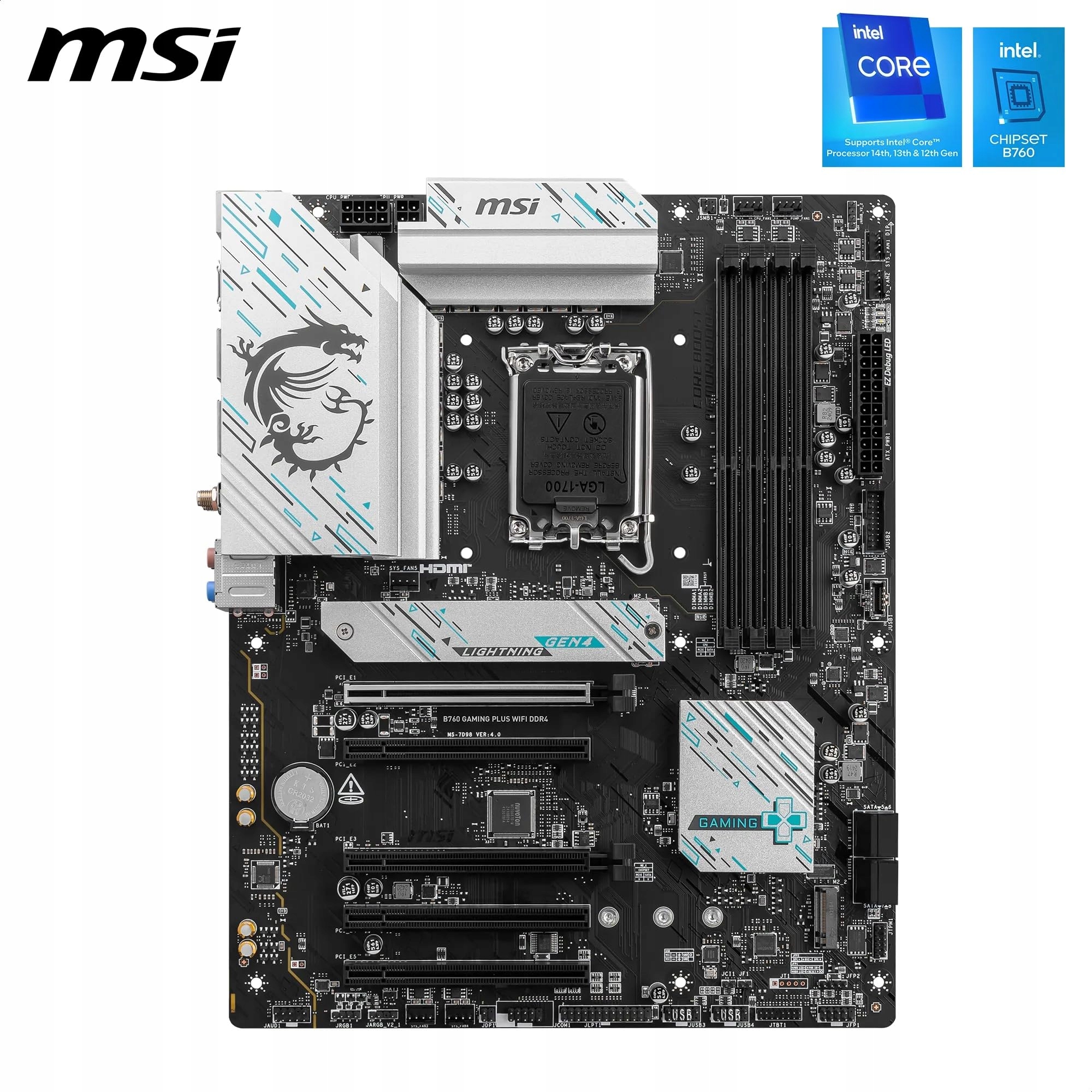 MSI B760 Gaming Plus WiFi DDR4 Płyta Główna Intel LGA1700 WiFi 6E ATX M.2 — miniatura 2