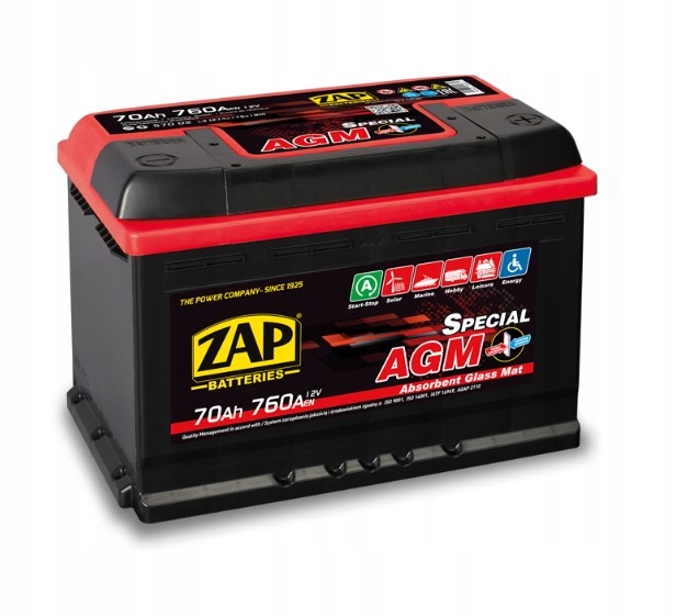 Аккумулятор ZAP Special AGM 12V 70AH 760A P+ 57002