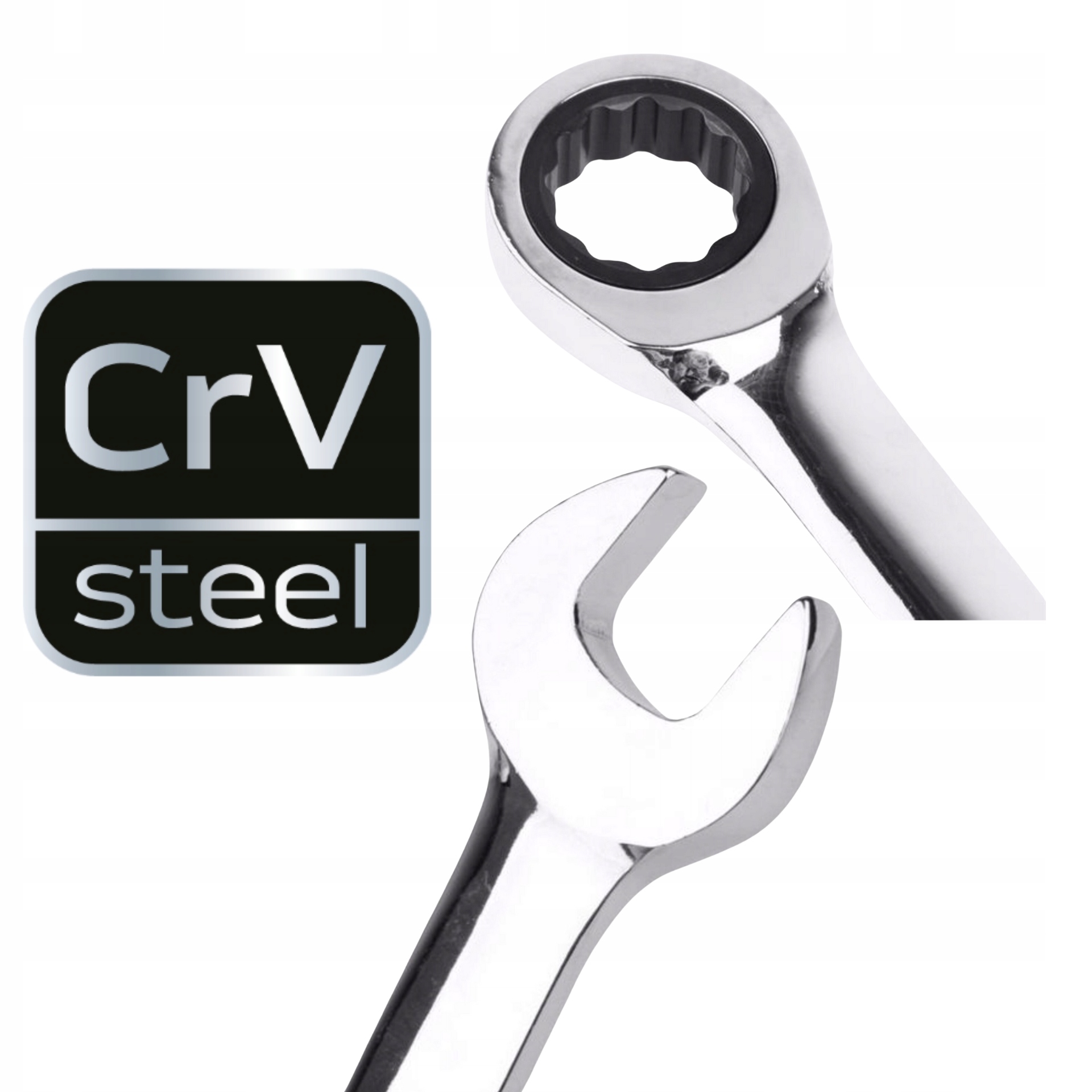 Klucz płaski PŁASKO OCZKOWY Z GRZECHOTKĄ stal CRV - CHROMOWANY PREMIUM r 15 Kod producenta Klucze płaskie oczkowe z grzechotką 15