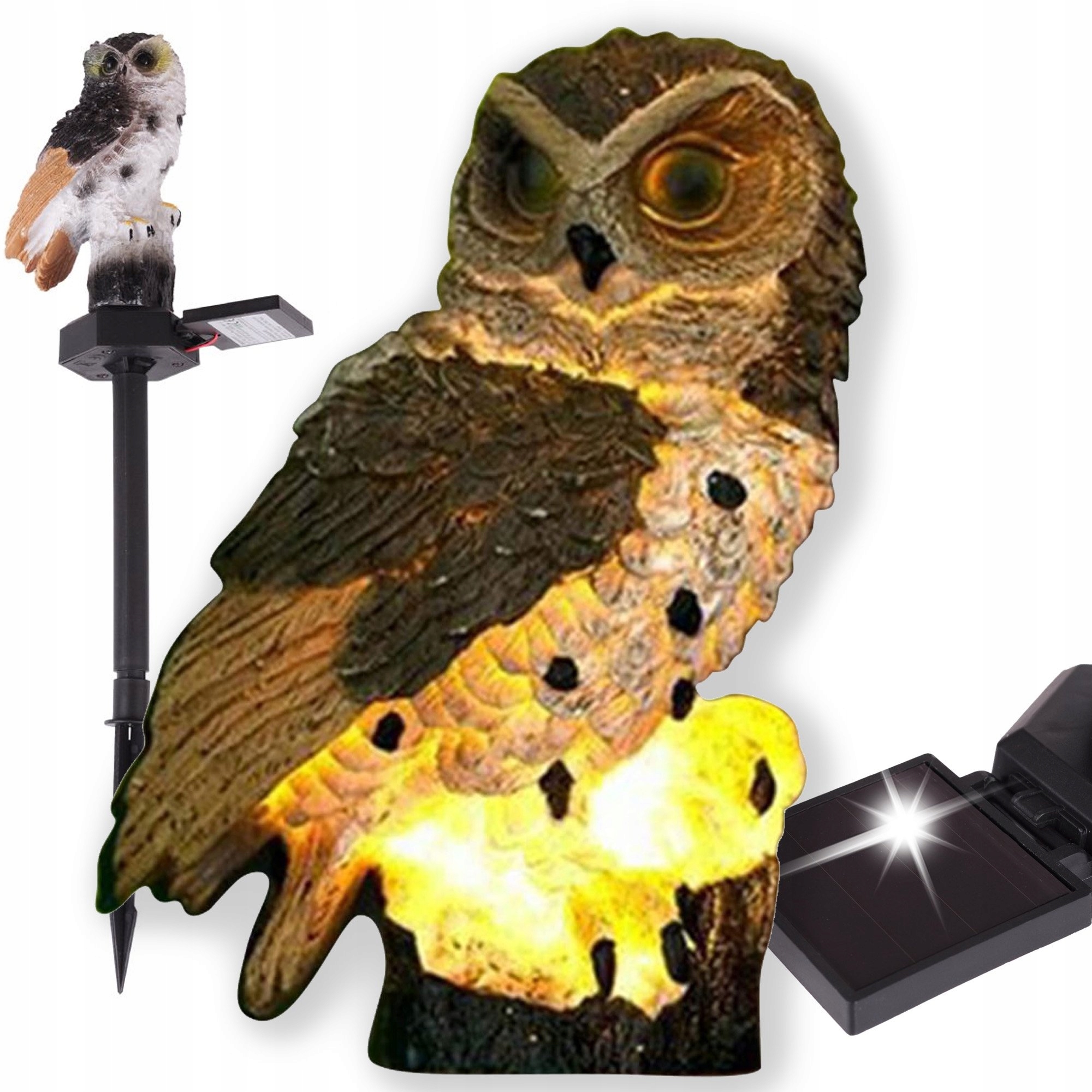 LAMPA SOLARNA OGRODOWA SOWA WODOODPORNA DUŻA LED