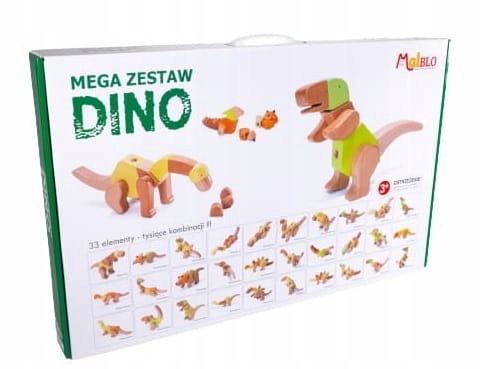 

Klocki drewniane zestaw Dino 3+ Malblo