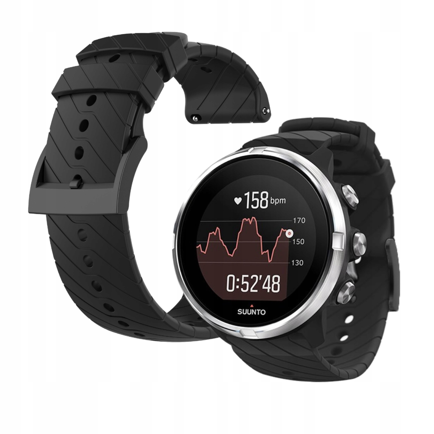 Pasek Silikonowy Opaska do Suunto 9 G1 Baro 7 Spartan czarny 24mm