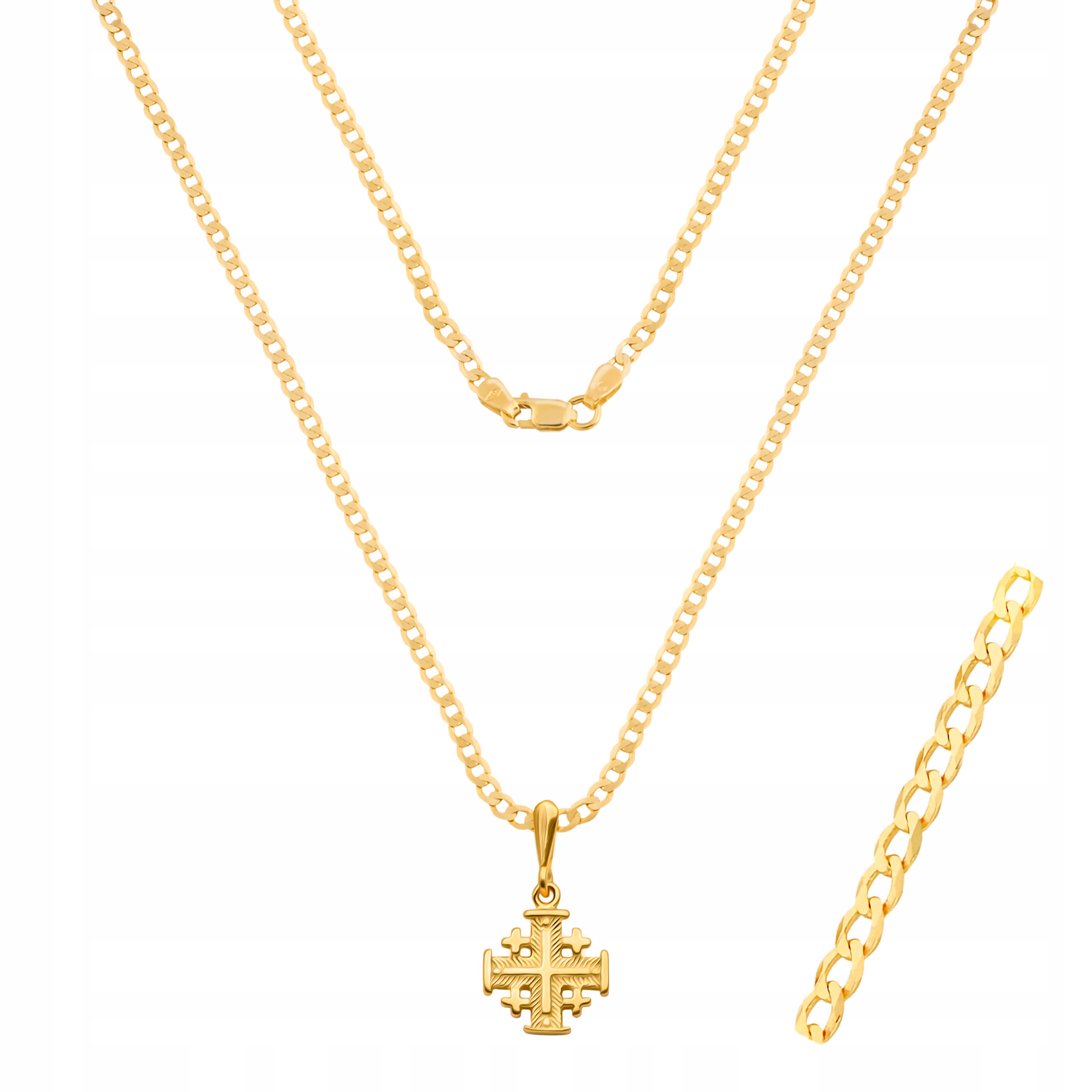 Náhrdelník Kříž Pozlacený Jeruzalémský křížek ryzost 925 Pancíř 55 cm