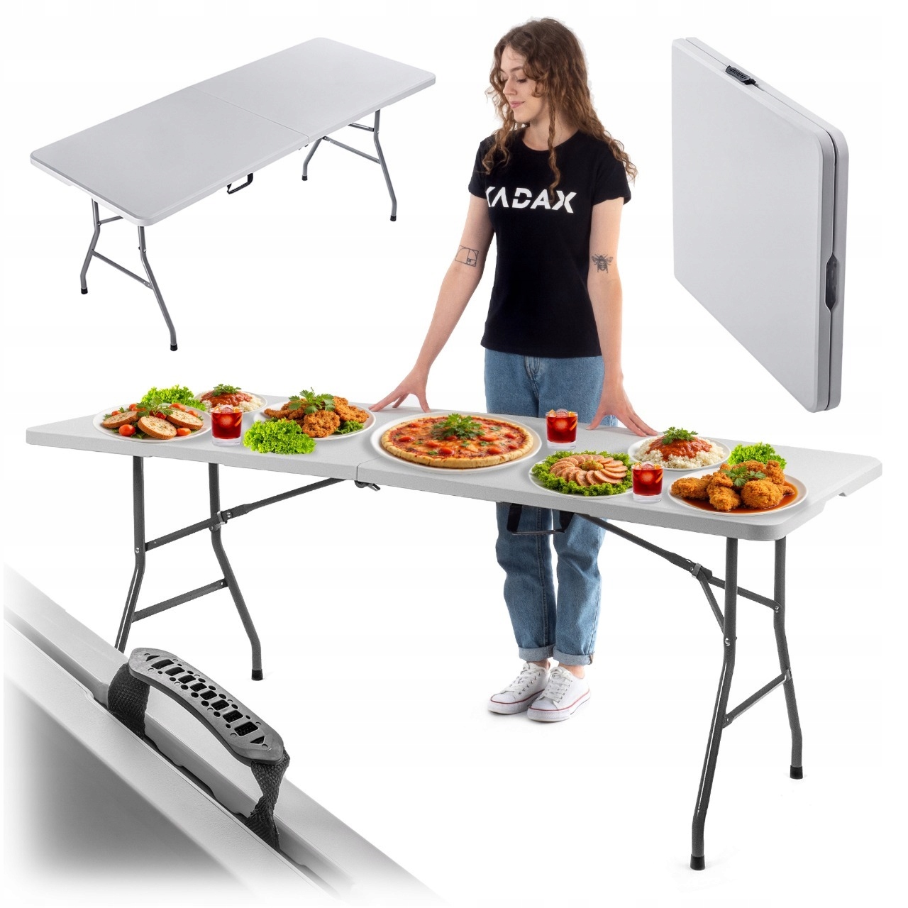 Stół Cateringowy Składany Ogrodowy 180cm Rozkładany Turystyczny Walizka