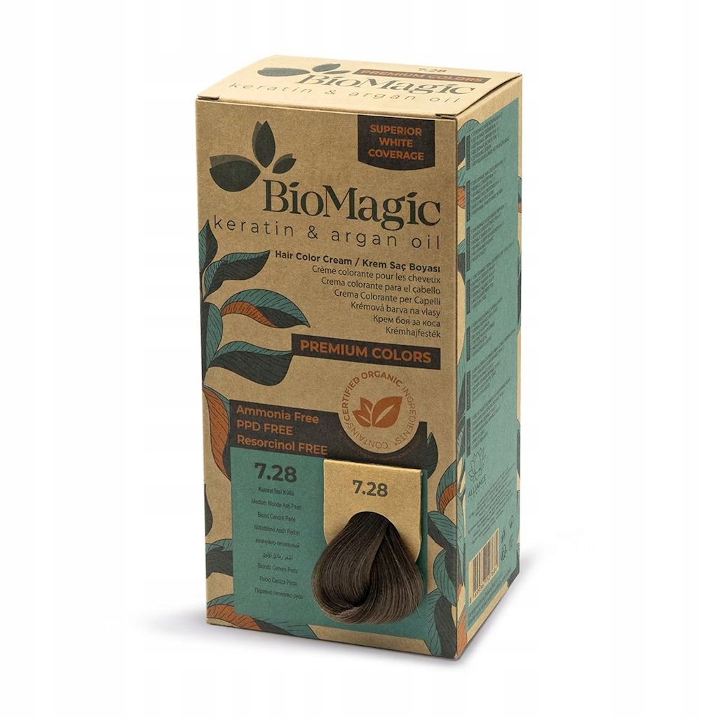 Barva Na Vlasy Popelavě Perleťová Střední Blond (7.28) 170 ml Biomagic