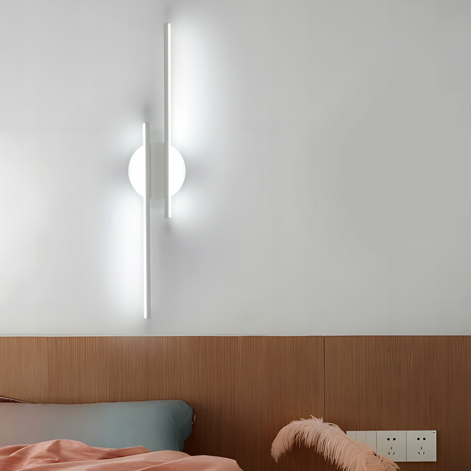 Lampa Liniowa Ścienna Led Kinkiet Biała Nowoczesna Sypialnia 6500K 24W 60CM