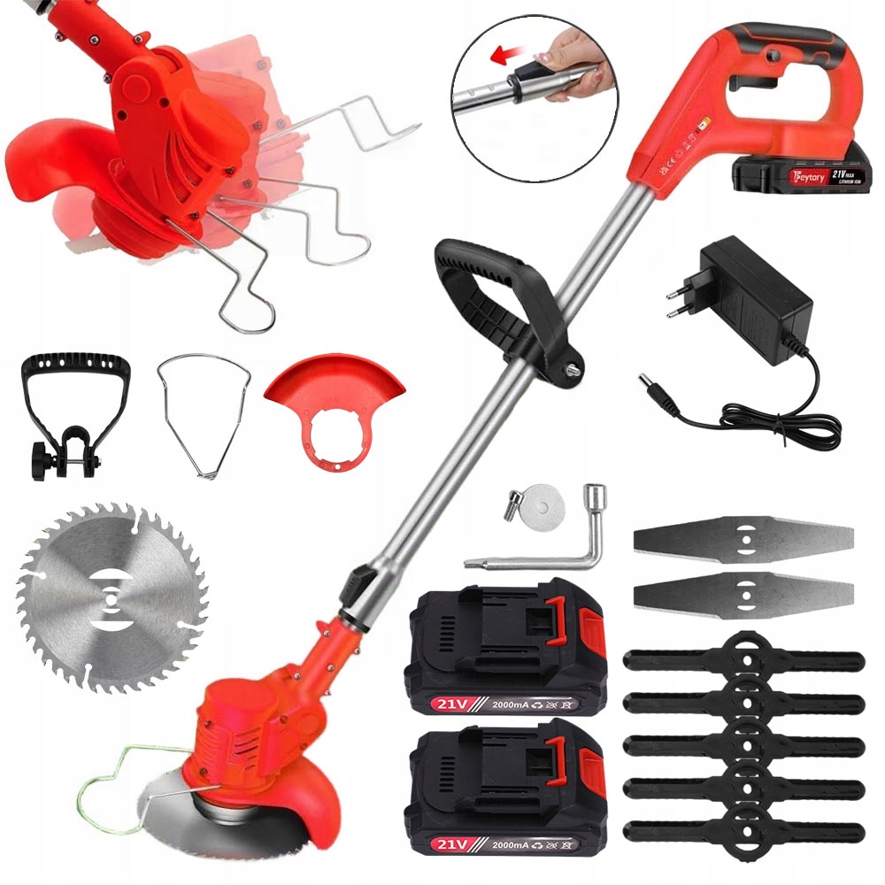 Akumulátorový vyžínač Zahradní křovinořez na Trávy 3 typy čepelí