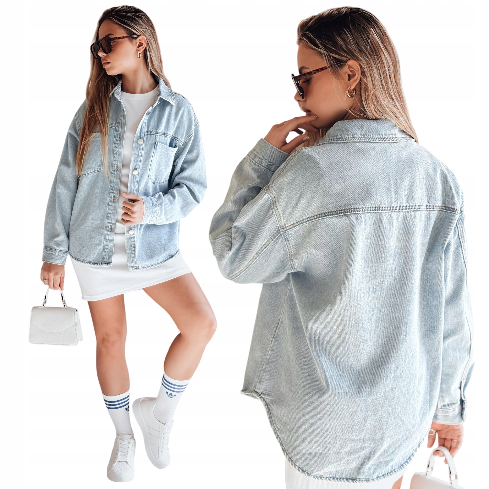 Kurtka Damska Jeansowa Niebieska Oversize TY4900 XL