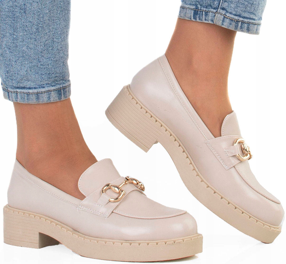 

Beżowe Mokasyny Na Platformie Z Łańcuchem 40