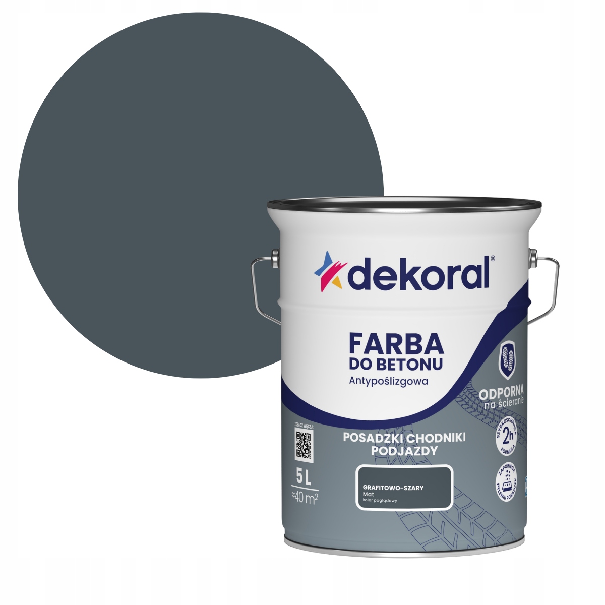 Dekoral Protiskluzová Barva na betonu grafitově šedá 5 l Akrylit B