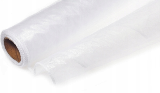 Organza organtyna obszywana 40cm/8m Ślub BIAŁA