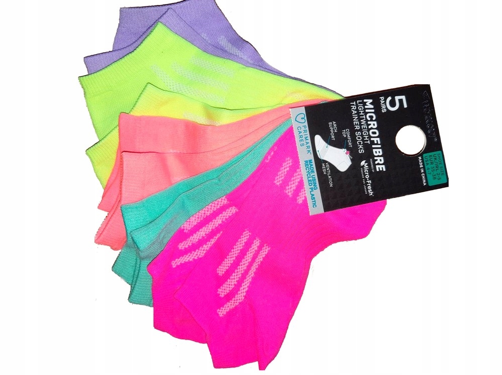 

Stopki skarpetki mikrofibra Primark 35-38 5p. neon