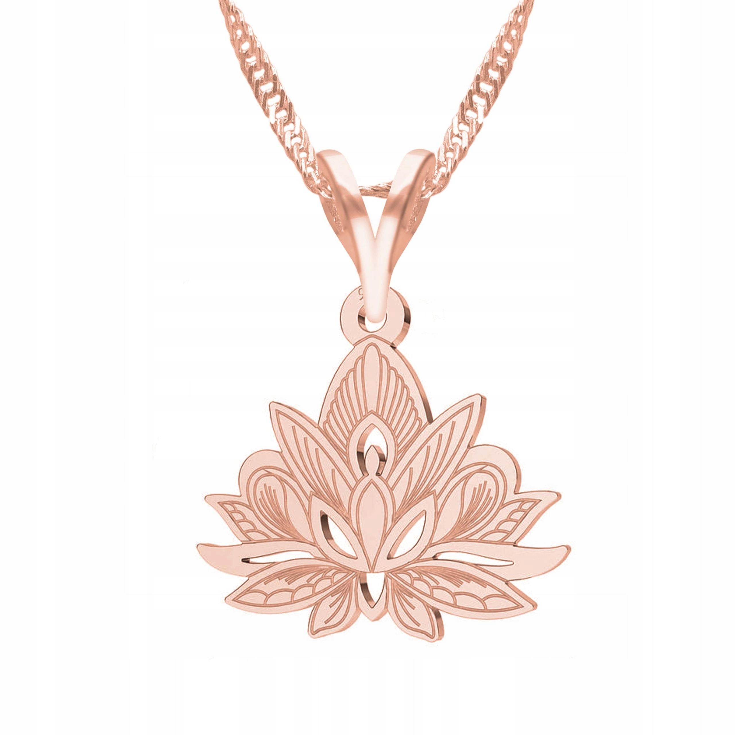 Pozlacený náhrdelník s Lotosovým květem Lotos Květina Stříbro 925