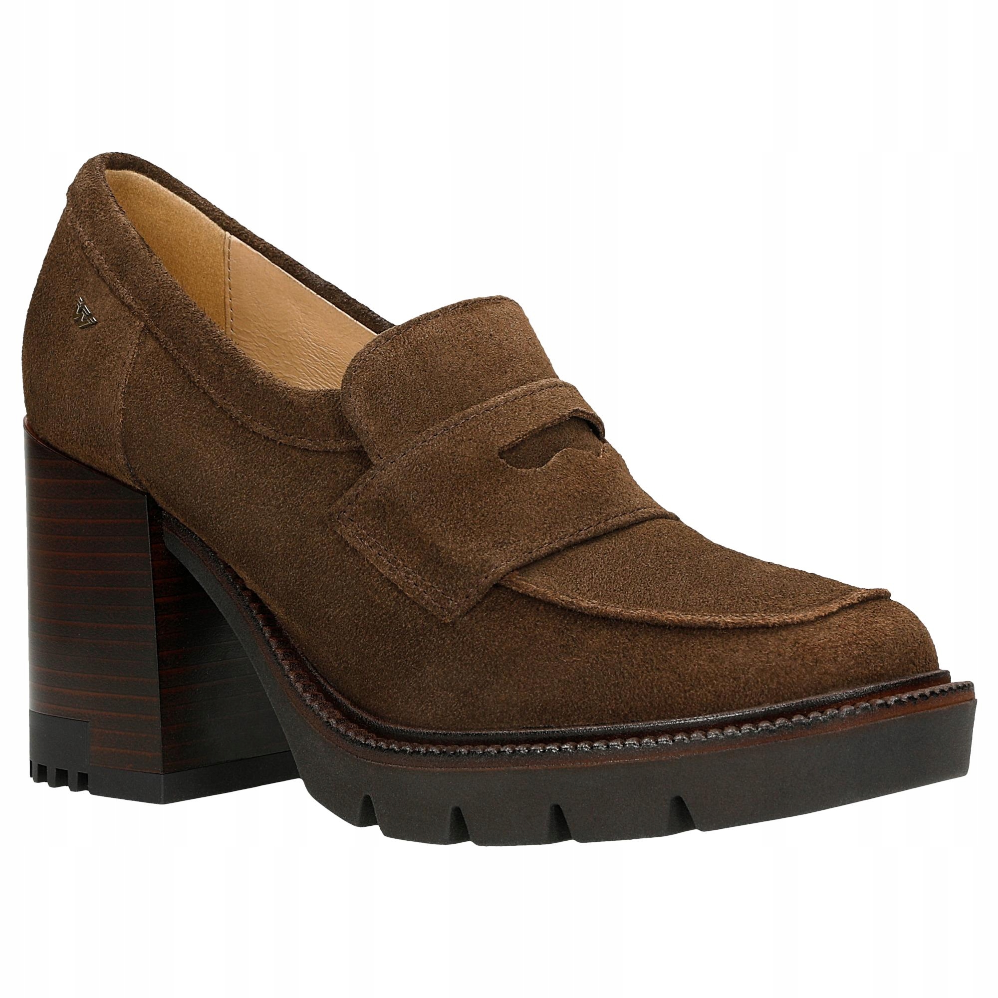 Półbuty damskie Wojas penny loafers na słupku r.40