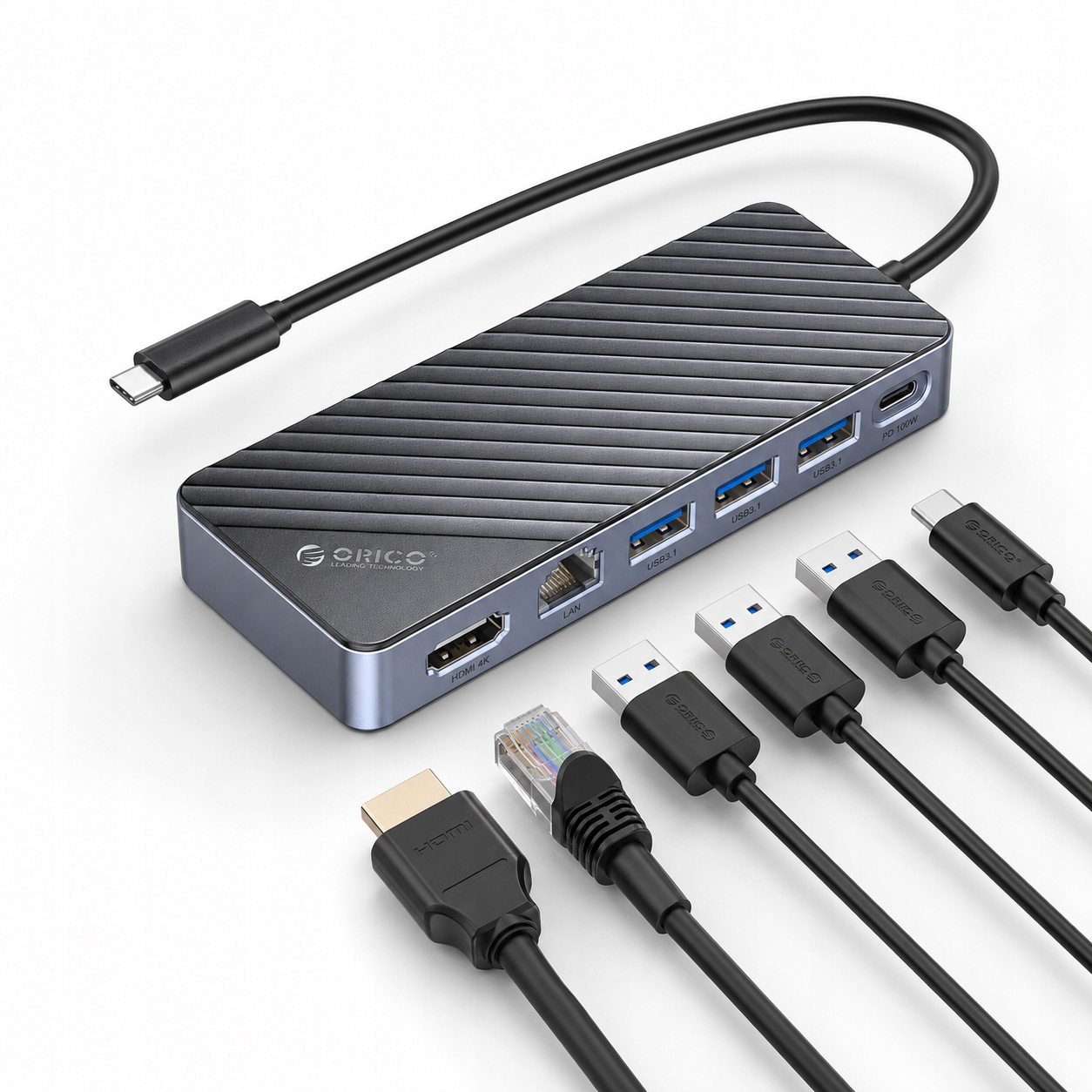 Dokovacia Stanica Hub Orico Vrecko Na Disk M.2 NVMe Sata Usbc Pd Usb Hdmi RJ45
