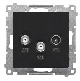 Simon 55 Dvojitá anténní zásuvka Sat-sat-rtv satelitní černá Mat
