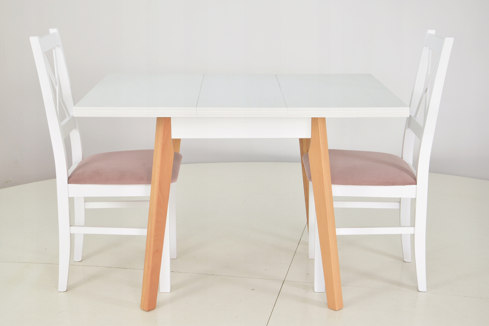 Stół rozkładany do salonu + 2 krzesła MAŁY ZESTAW Kształt blatu kwadratowy