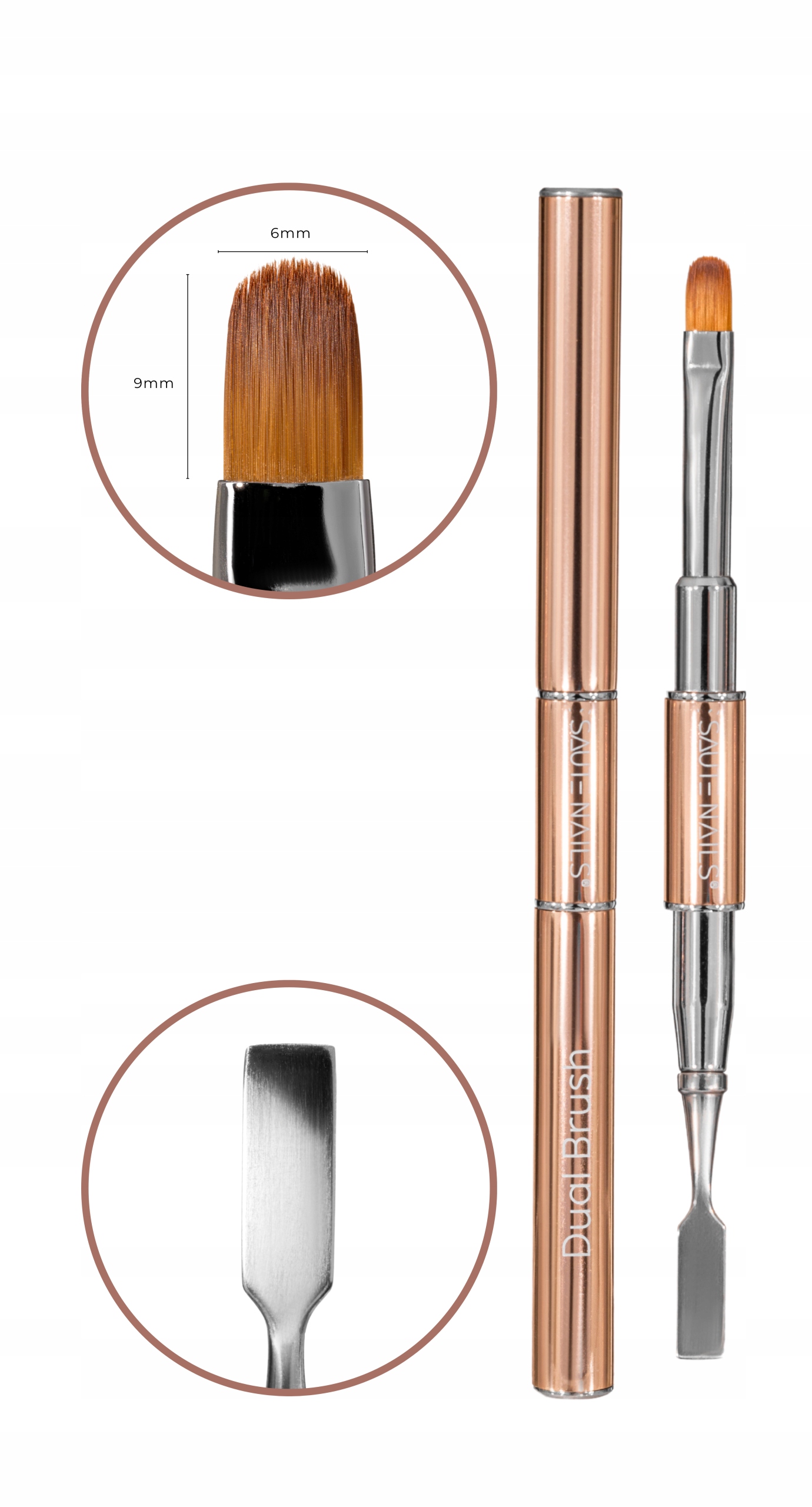 Štětec na gel oboustranný #6 akryloželu se špachtlí Saute Nails