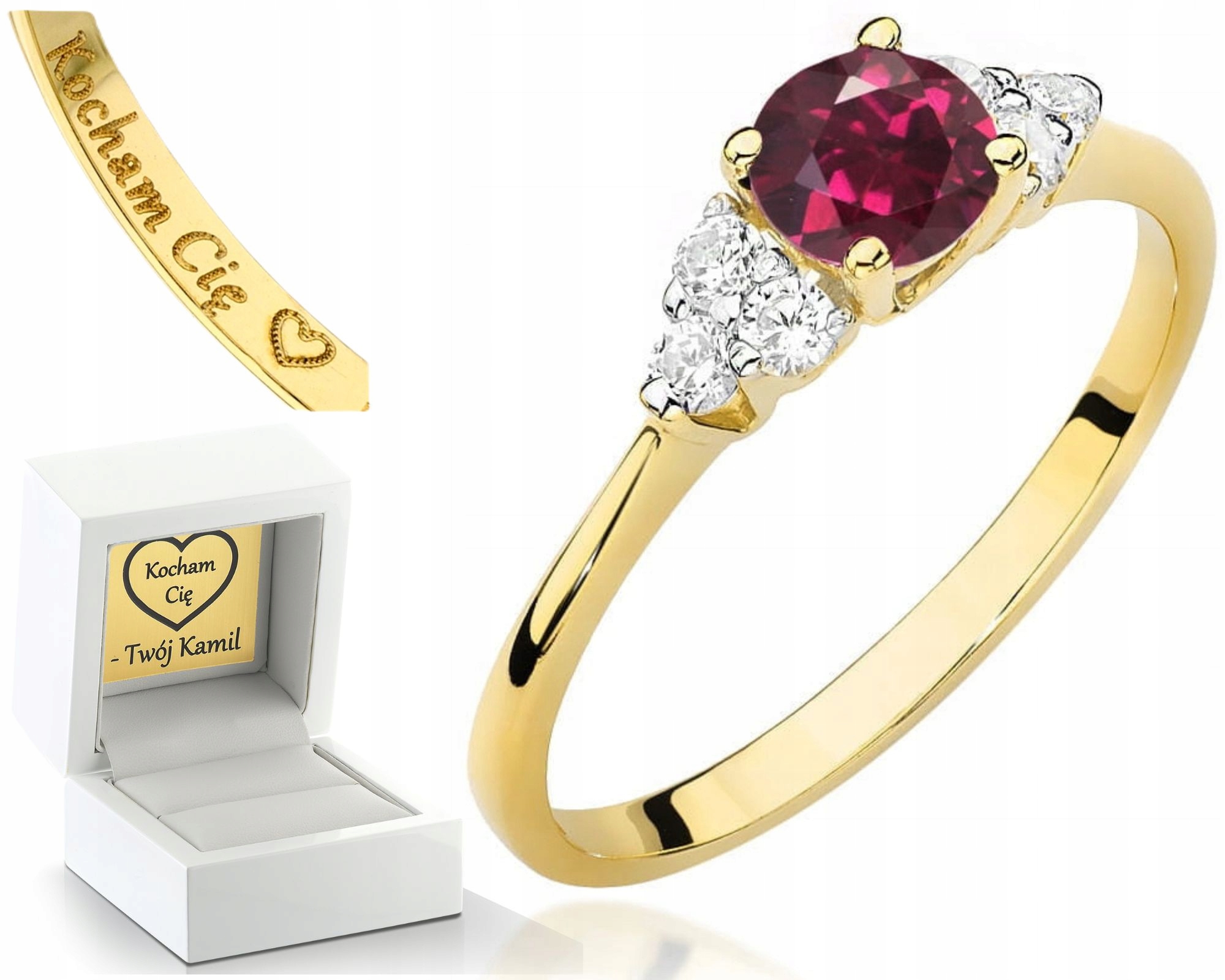 Zlatý Prstýnek S Rodolitem A Brilianty 585 Gravírování Bonus