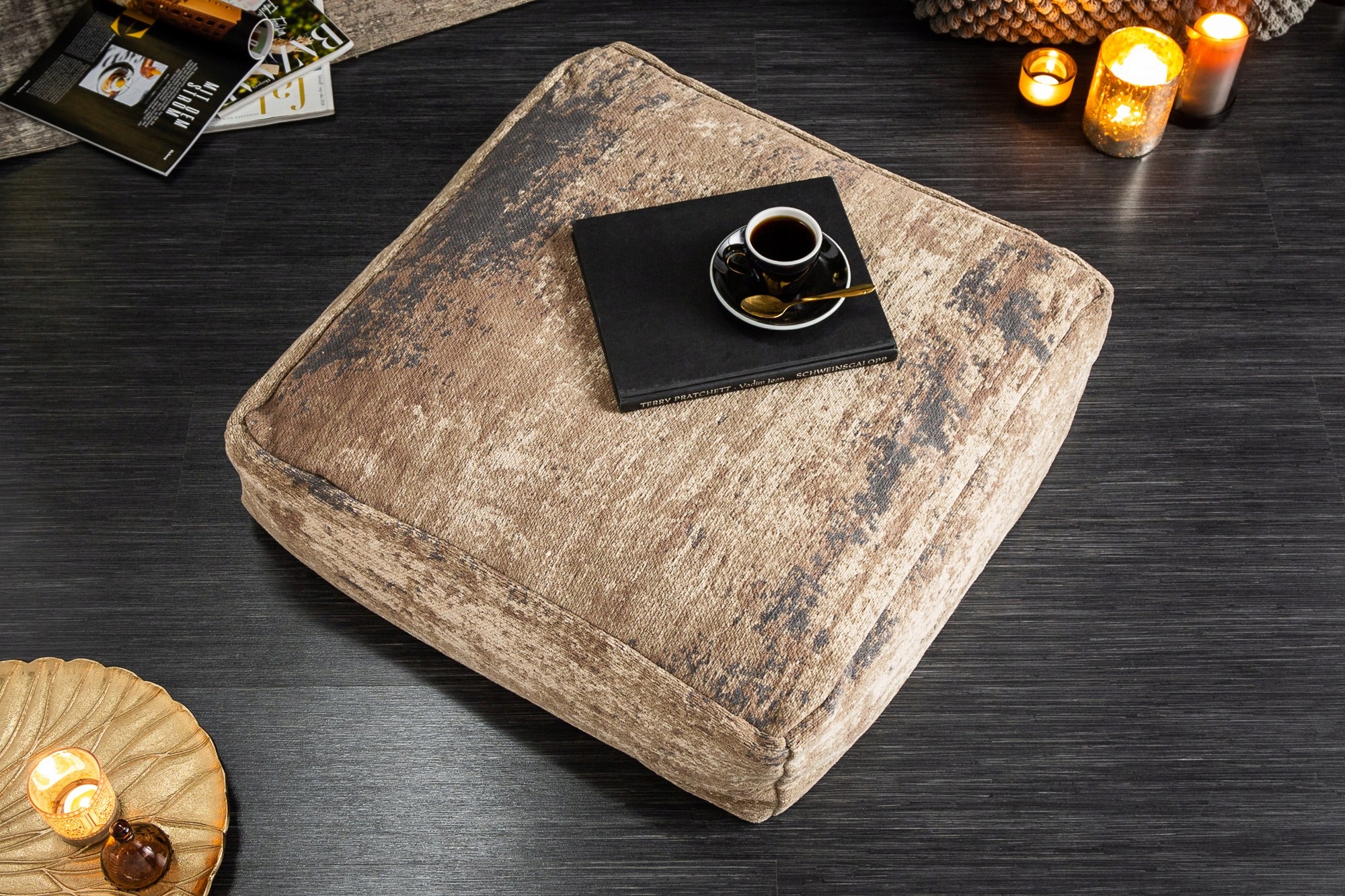 Pufa podłogowa Modern Art 70cm brązowa 40241 Głębokość mebla 70 cm