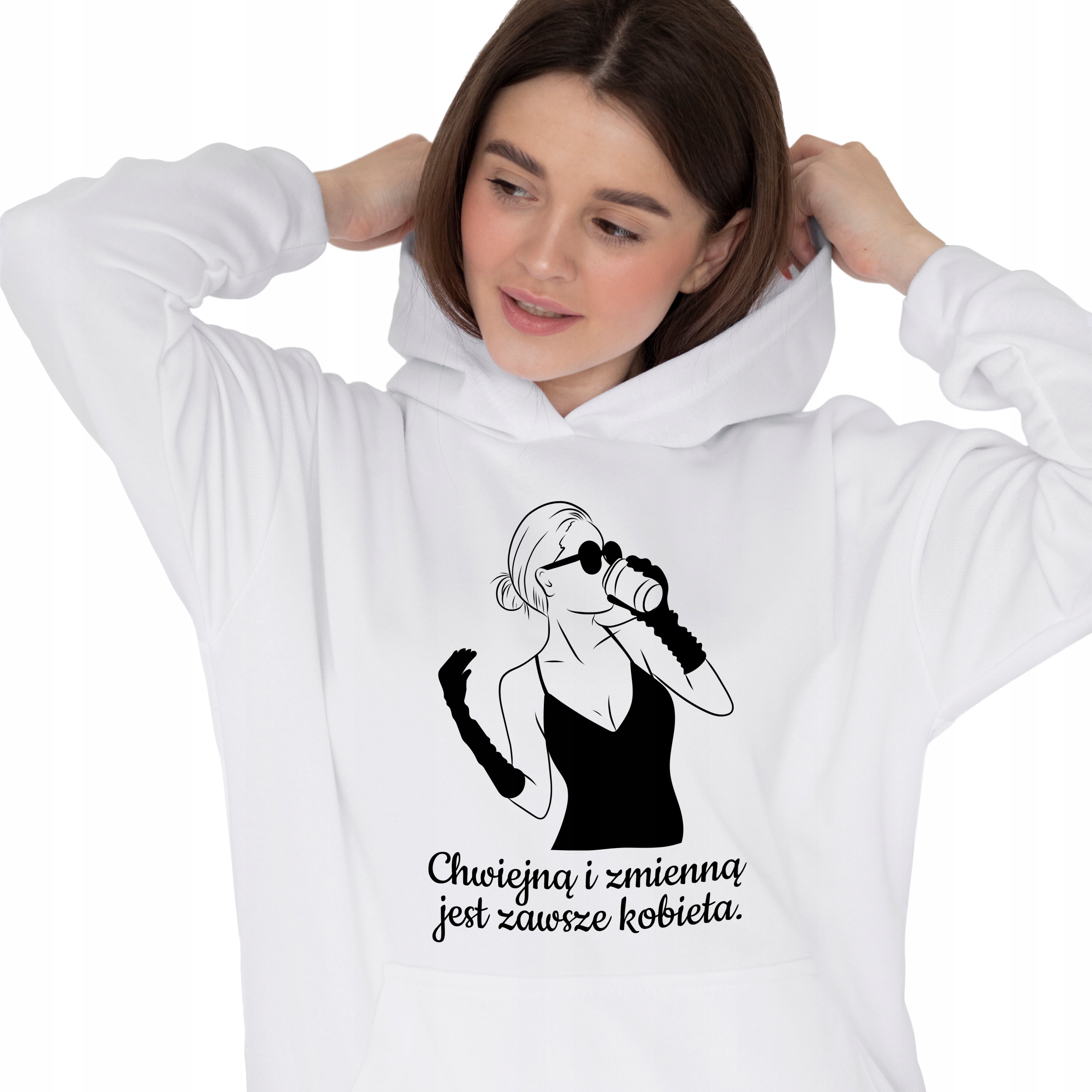 Mikina Bílá S Kapucí Ženské vzory S