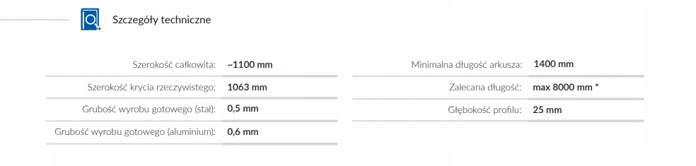 Blacha rąbek T-PANEL dachowy BLACHOTRAPEZ MAT AM Grubość 0.5 mm