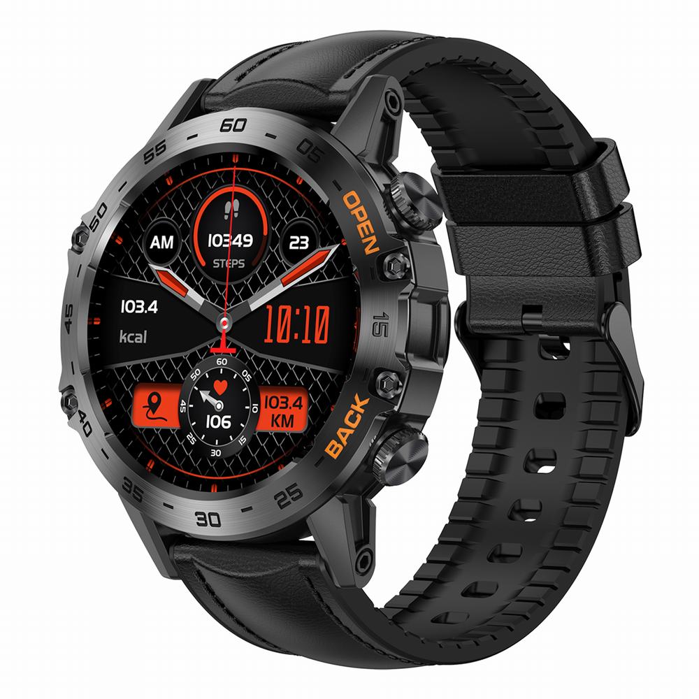 Chytré Hodinky Gravity GT9-5 černé černý kožený řemínek