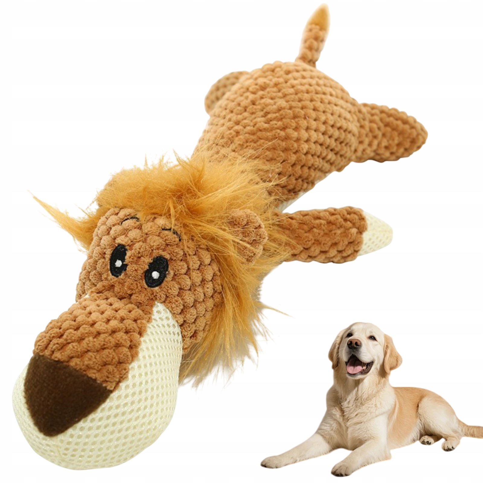 Levně Měkká Plyšová Hračka Pro Psa S Pískátkem Lev Kousátko Odolná A Bezpečná