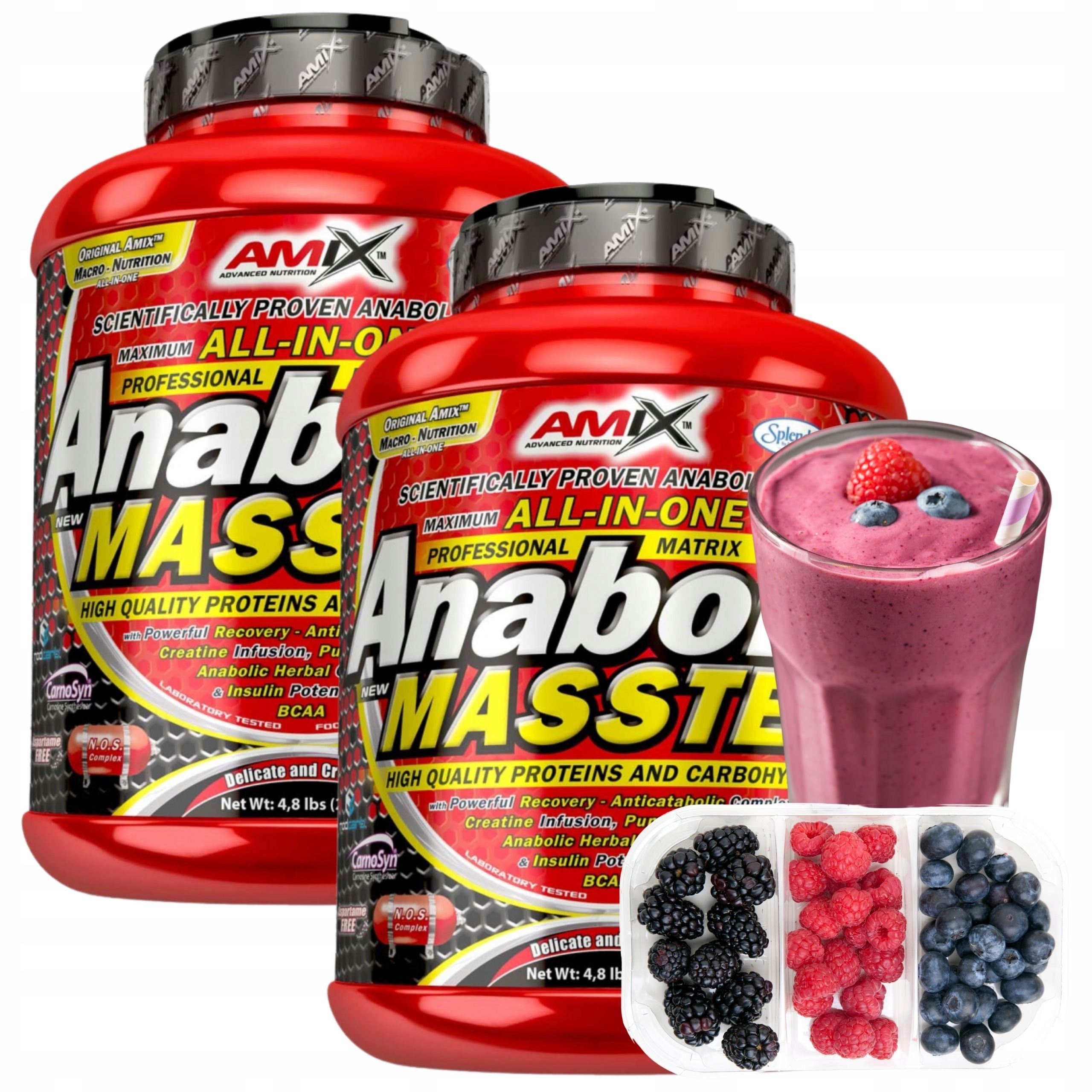 Protein na hmotnost 2200 g Bulk Gainer Proteinová směs Kreatin Carbs Ovocná