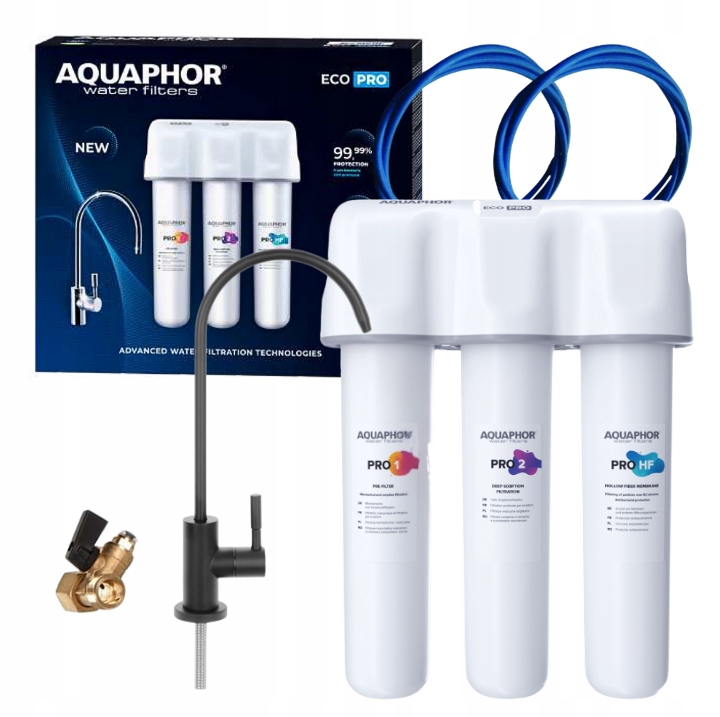 Filtr do wody pod zlew antybakteryjny Aquaphor Eco Pro czarna wylewka kran