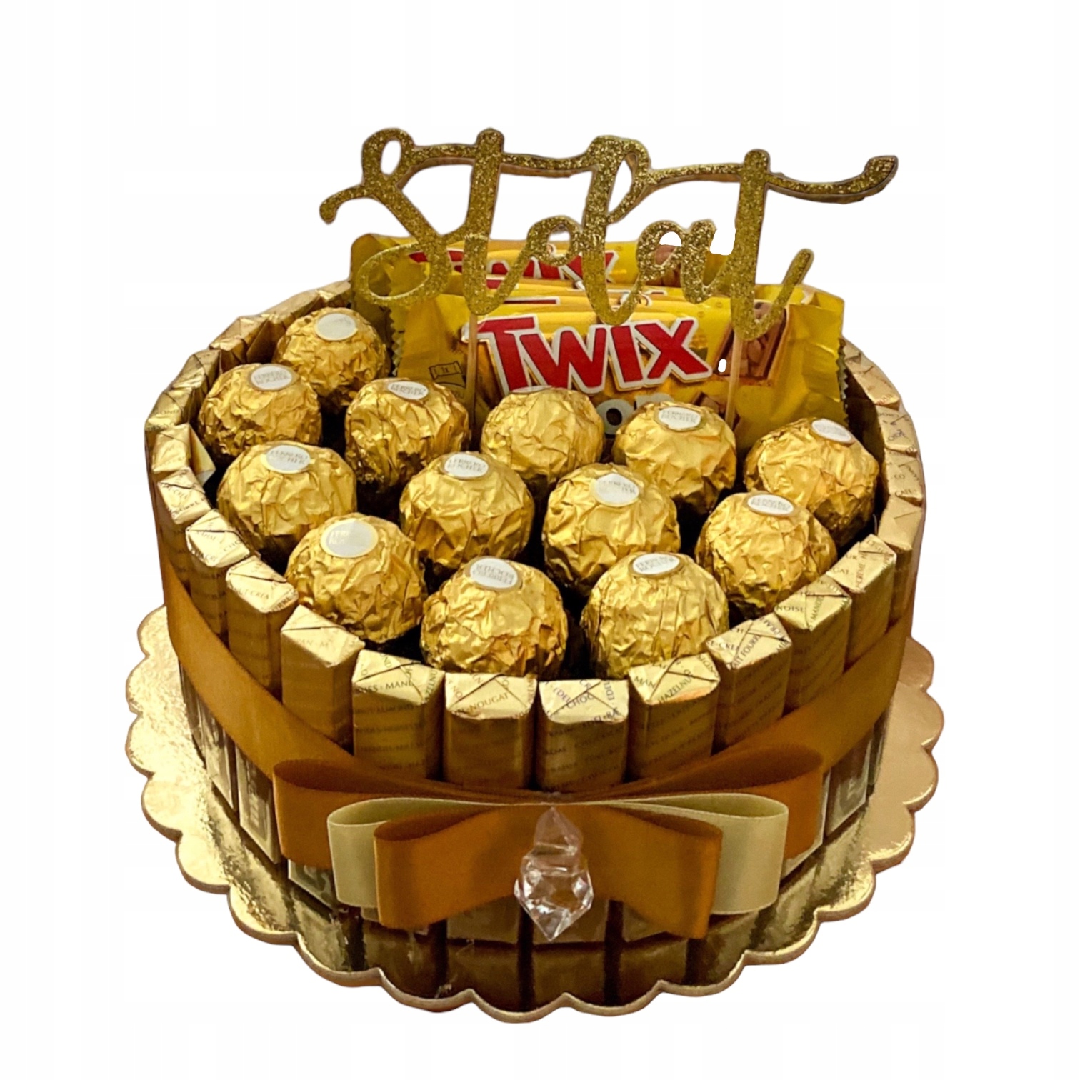 Zestaw Tort Merci dla Babci Dziadka na Urodziny Dzień Matki Ojca