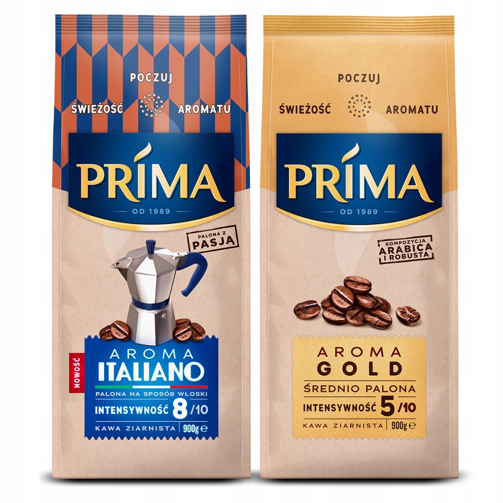 Kawa ziarnista Prima Aroma Gold Aroma Italiano zestaw kaw 2x 900g