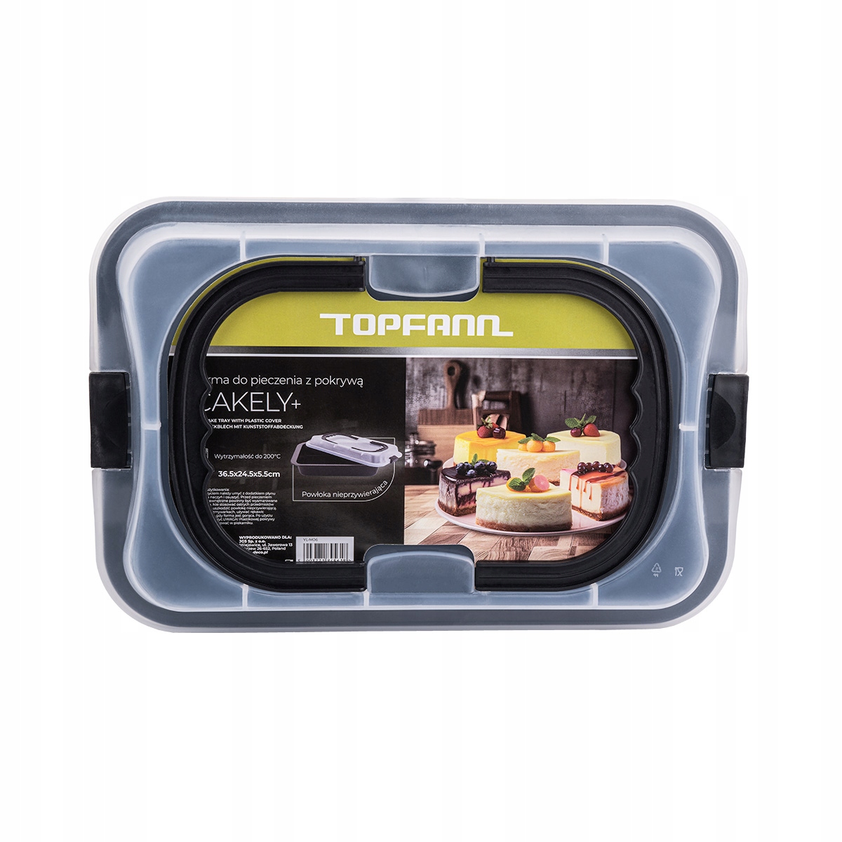 BLACHA FORMA DO PIECZENIA Z POKRYWĄ PROSTOKĄTNA 36 X 24 X 5CM Długość 36.5 cm