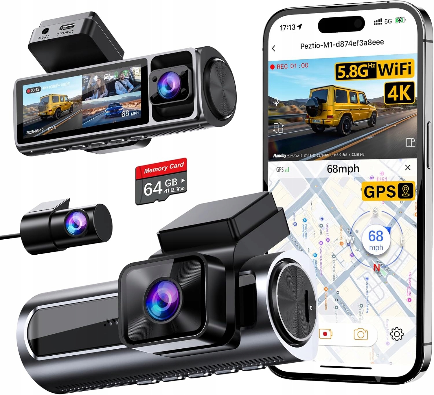 Videorekordér 4K Ultra Hd Autokamera Gps Wifi Cúvacia Kamera