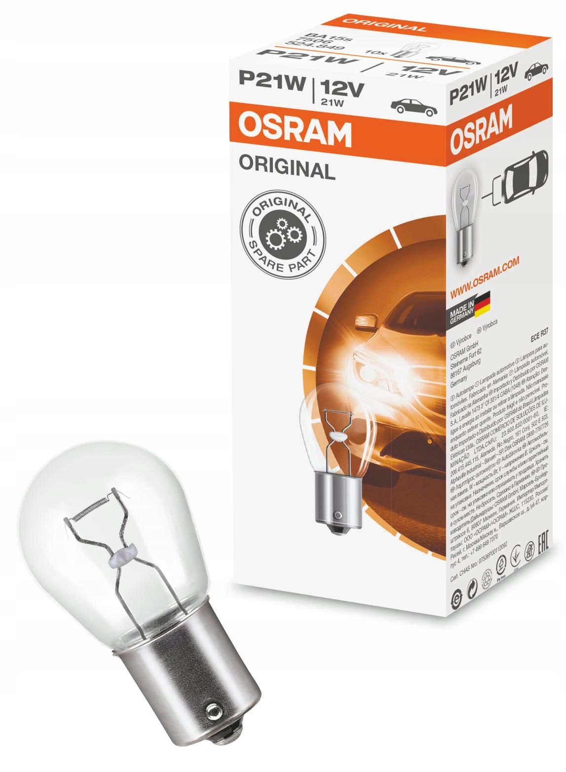 10 x Osram Original Line Żarówka P21W 12V 21W